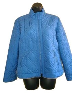 Talbots Petites Sky Blue Quilted Puffer Jacket Size L